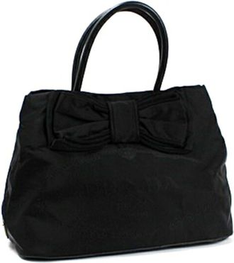 Prada Black Nylon Leather Tote Bag (Pre-Owned)