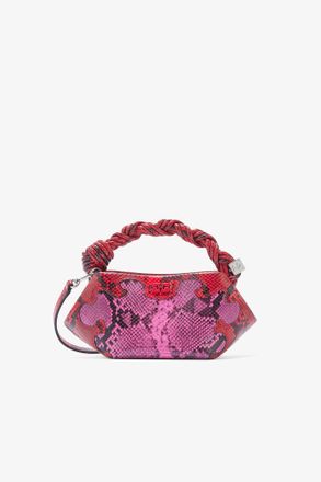 Ganni Raspberry Rose Mini Bou Bag in Pink Snake