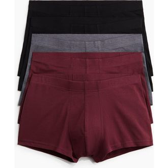H&M 5-pack short cotton boxer shorts in Burgundy/gray/black at Nordstrom, Size X-Large