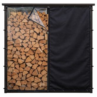 Quick Star Wetterschutz-vorhang Set Front Und R&uuml;ckwand Zu 143x70x145cm Kaminholzunterstand Pvc Schwarz