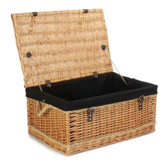 Red Hamper 62cm Rope Handled Picnic Basket with Black Lining in Brown