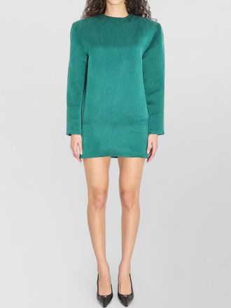 Saint Laurent satin silk mini dress structured shoulders