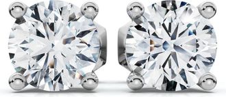Pompeii3 1 Ct TW Round Cut Diamond Screw Back Studs 14k White Gold Lab Grown