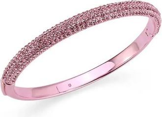 Via Saviene Half Pave Hinged Bangle In Hot Pink