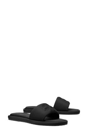 Tory Burch Double-T Leather Sport Slide Sandal in Perfect Black/perfect Black at Nordstrom, Size 10.5