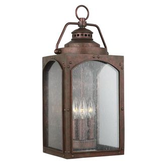 Loops Outdoor IP44 3 Bulb Wall Light Lantern Copper Oxide LED E14 40W