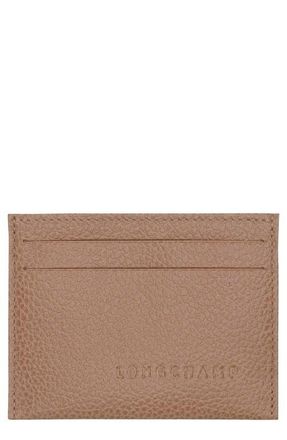 Longchamp Le Foulonn&eacute; Leather Card Case in Biscuit at Nordstrom