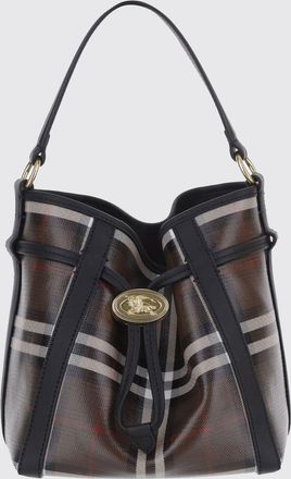 Burberry Small Vintage Check Bucket Bag with Leather Trim and Drawstring