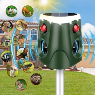 OEM Repelente Solar Ultras&oacute;nico De 360&deg;, Resistente Al Agua Ip55, 4 Modos Ajustables, Luces Led Intermitentes Para Repeler Gatos, Perros Y Zorros