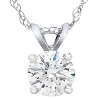 Pompeii3 1 1/4ct Lab Grown Diamond Round Solitaire Pendant 14K White Gold Necklace