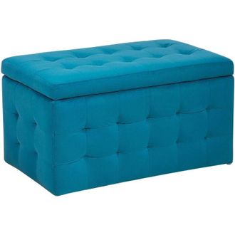 Beliani Beliani - Otomana De Terciopelo Azul Verdoso 72 X 40 Cm Tela Almacenaje Banco Dormitorio Michigan