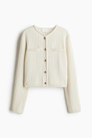 H&M Cardigan mit Perlmuster - Cremefarben