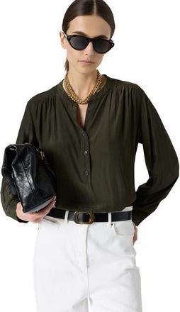 Gerard Darel Cyndie Gathered Detail Blouse in Khaki at Nordstrom, Size Small