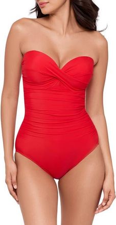 Miraclesuit Rock Solid Madrid Bandeau One-Piece Swimsuit in Poppy at Nordstrom, Size 10
