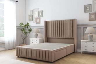 Sloomy Marlborough Plush Divan Base 2 Drawers 54 Headboard 12Footboard in Taupe | Size: Double