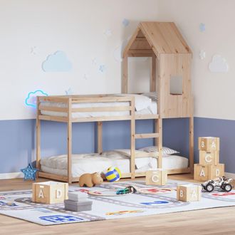 vidaXL Cama Litera Sin Colch&oacute;n Madera Maciza De Pino 90x200 Cm Vidaxl