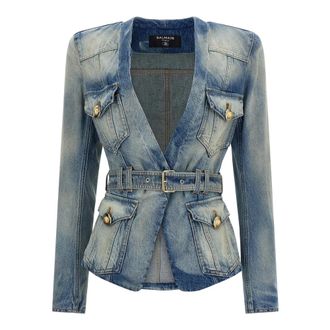 Balmain 1-button Belted Denim Jacket