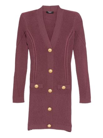 Balmain Womens V-Neck Knitted Mini Dress