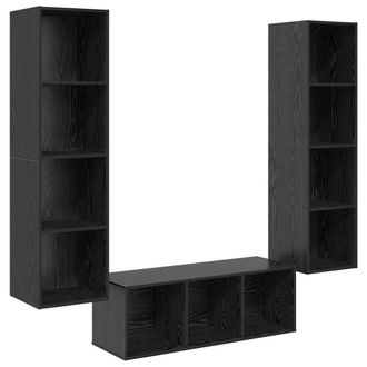Berkfield Home TV Cabinet Set with Shelf Wall-mounted with Storage 3 pcs Black o