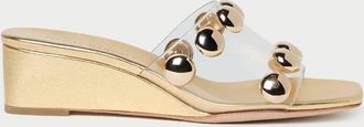 Loeffler Randall Womens Enya Studded Wedge Sandal In Gold/champagne