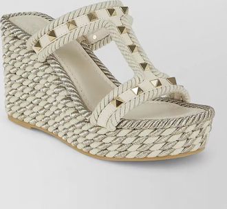 Valentino Garavani rockstud espadrille sandals braided wedge