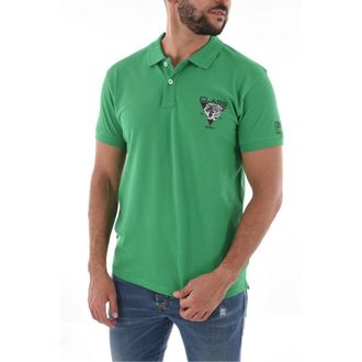 Cavalli Tops, Heren, Groen, M, Katoen, Groene Polo Shirt 100% Katoen