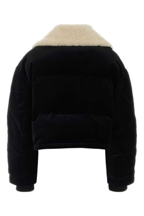 Gucci Womens Black Velvet Padded Jacket Blackblackblack Cotton Mix Giubbini