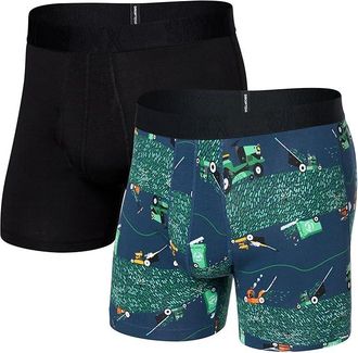 Saxx Underwear Droptemp Cooling Cotton Boxer Brief Fly 2-Pack Mens Underwear Buzzcut/Black : MD, Modal/Elastane/Cotton