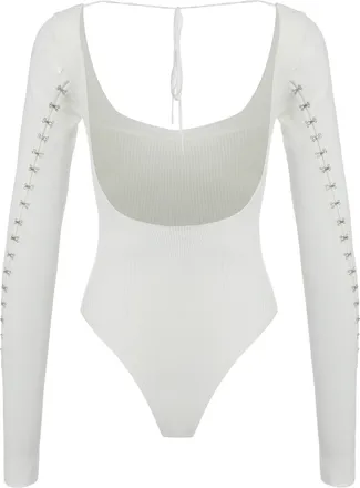 ANNA OCTOBER Womens Long Sleeve Knitted Body White Viscose Tops Top