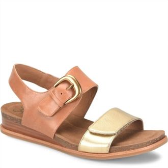 S&ouml;fft Womens Peggie Wedged Sandal In Luggage/gold