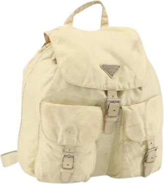 Prada Pre-owned Backpacks, female, Beige, Size: ONE SIZE Pre-owned Vintage Nylon Backpack