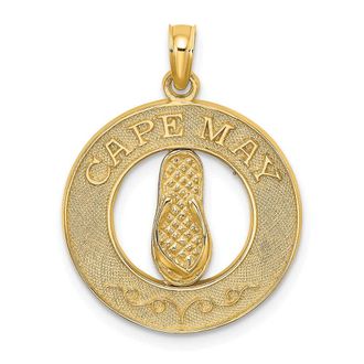 Diamond2Deal 14k Yellow Gold CAPE MAY with Flip-Flop Charm Pendant