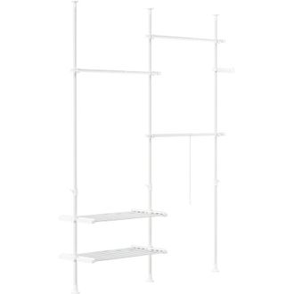 SoBuy Sobuy important clothing sturdy telescopic - adjustable open wardrobe with rods and shelves, coat rack for bedroom, white, frg34-ii-w
