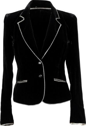 Azzaro Single-Breasted Blazer with Pockets in Black Velvet