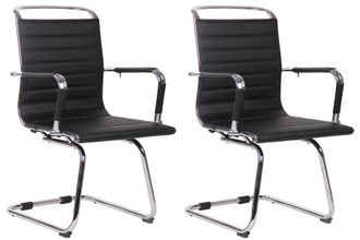 Clp Clp - Set De 2 Sillas De Conferencia Balve Negro Simil Cuero