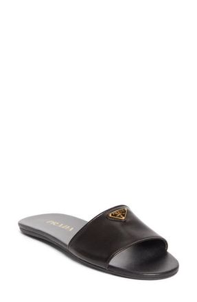 Prada Logo Slide Sandal in Black at Nordstrom, Size 10.5Us