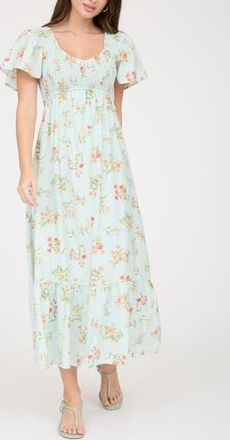 August Sky Flutter Sleeve Midi Sundress in Sage at Nordstrom Rack, Size Medium