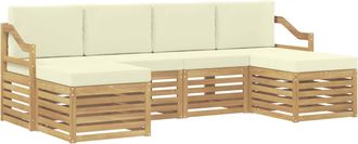 vidaXL Conjunto De Sof&aacute;s De Exterior 6 Uds. Blanco Y Crema Poli&eacute;ster Vidaxl