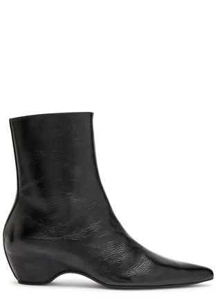 Khaite Sybil 40 Glossed Leather Ankle Boots - Black - 37.5 (IT37.5 / UK4.5)