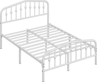Yaheetech Struttura Letto Moderno in Metallo con Testiera Rete a Doghe per Camera 140 × 200 cm Bianco - Yaheetech