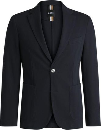 BOSS Slim-fit blazer in micro-patterned cotton