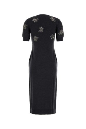 Fendi Womens Charcoal Stretch Wool Dress Antracite Exterior: Elastane Abiti