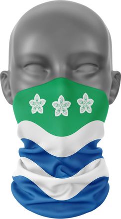 Generic Cumbria Flag Design Neck Warmer, Sports Snood, Green, Blue and White