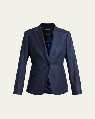 Kiton Wool-Cashmere Pinstripe Single-Breasted Jacket