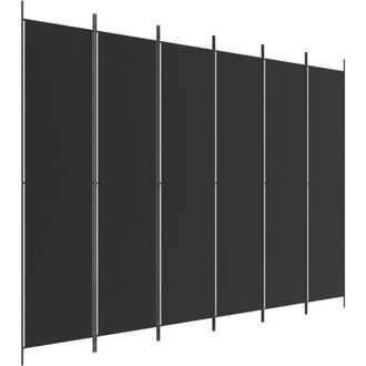 vidaXL 6-Panel Room Divider Black 300x220 cm Fabric Vidaxl