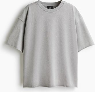 H&M Kastiges T-Shirt in Oversized Fit - Grau