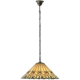 Loops Tiffany Glass Hanging Ceiling Pendant Light Bronze & Amber Floral Shade i00127 in Clear
