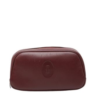 Cartier Bordeaux Wine Red Leather Pouch (Pre-Owned)