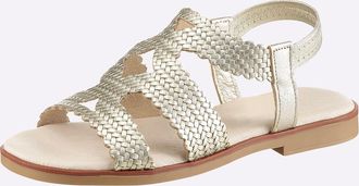 Heine Sandale HEINE, Damen, Gr. 35, goldfarben, Glattleder, Leder, Rindsleder, Schuhe Sandale