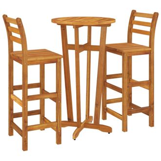 vidaXL Mesa Y Taburetes Altos De Jard&iacute;n 3 Pzas Madera Maciza Acacia Vidaxl